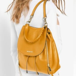 Michael Kors Viv Large Pebbled Leather Backpack Marigold
